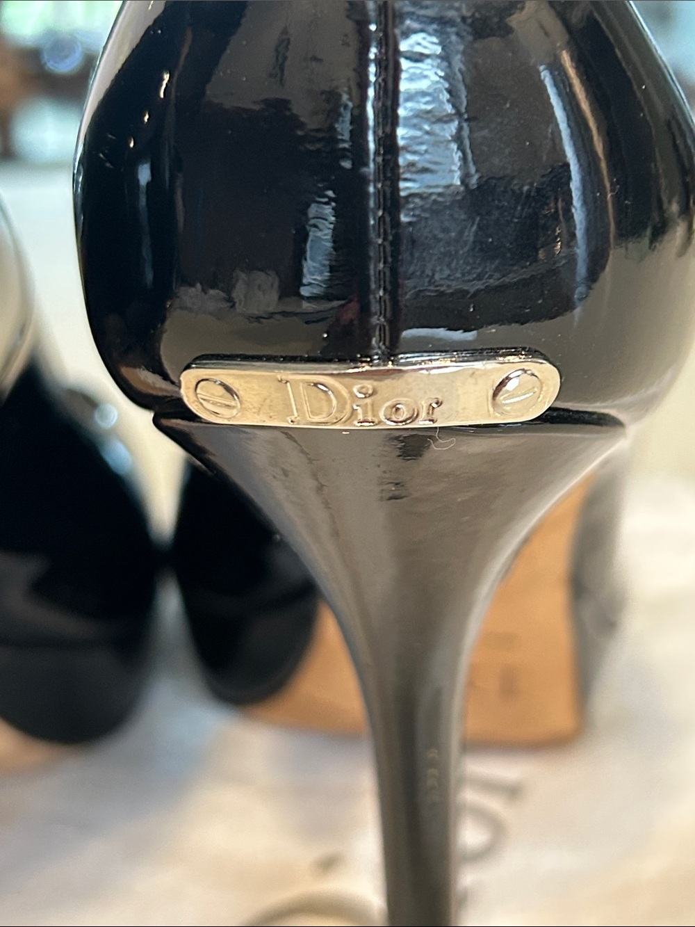 Christian Dior Black Patent Peep Toe Platform Pumps Heels EU 36 Dust Bag - Picture 7 of 14